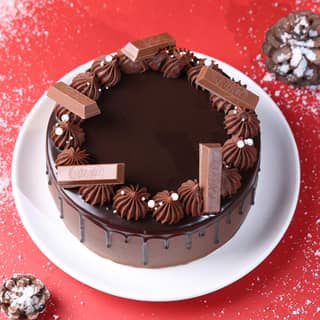 Angled View of Kitkat Chocolate New Year Cake Angled View of Kitkat Chocolate New Year Cake
