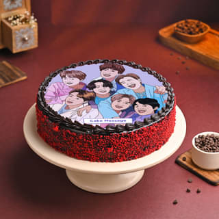 Kpop BTS Theme Cake Kpop BTS Theme Red Velvet Chocolate Cake