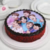 Side View of Kpop BTS Theme Red Velvet Chocolate Cake