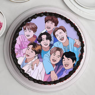 Top View of Kpop BTS Theme Cake