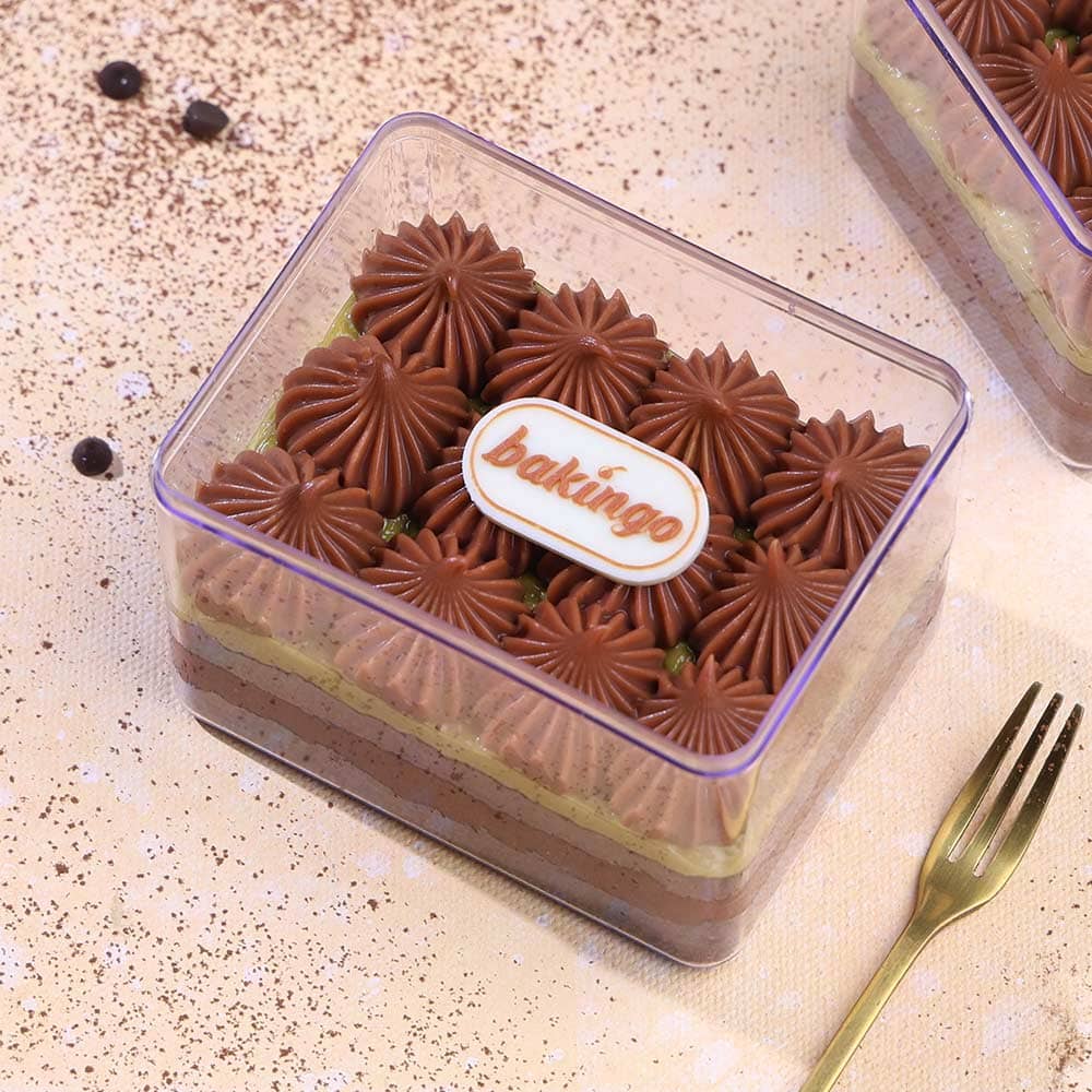 Kunafa Chocolate Tub with layered chocolate dessert and cream topping