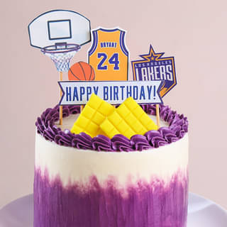 Zoomed View of Lakers Fan Birthday Slam Basketball Cake