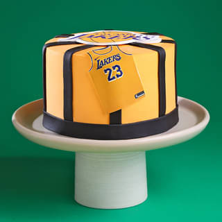 Side View of Lakers Jersey  Basketball Theme Cake for Lakers Fan