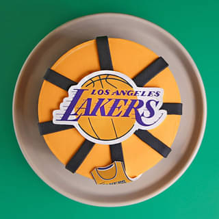 Top View of Lakers Jersey Cake for Basketball Fan