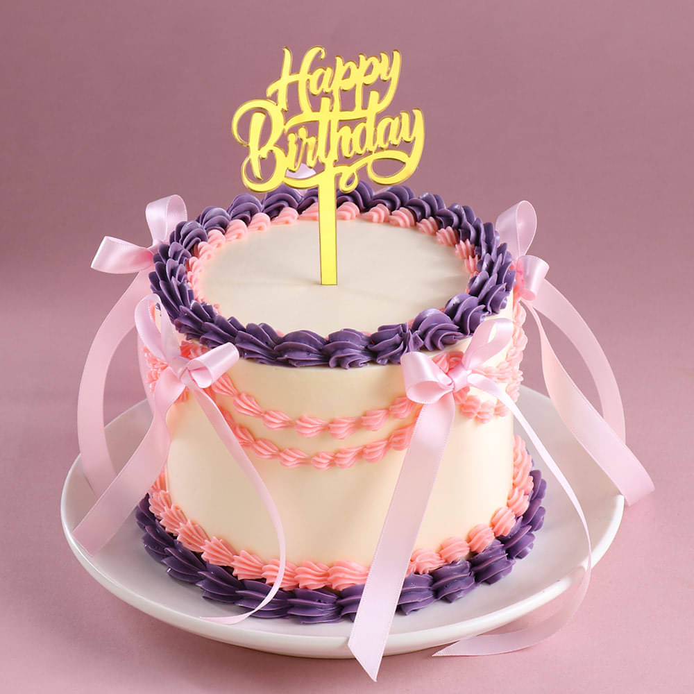 Lavender Blush Ribbon Cake