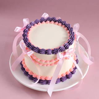 Top View of Lavender Blush Ribbon Cake Top View of Lavender Blush Ribbon Cake