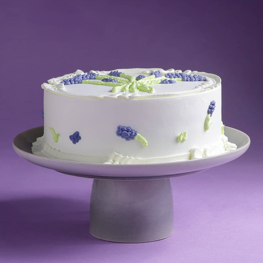 Lavender Vanilla Cake Side View of Lavender Vanilla Cake