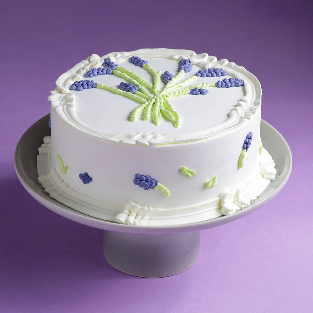 Lavender Vanilla Cake Front Angled View of Lavender Vanilla Cake