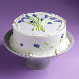 Front Angled View of Lavender Vanilla Cake