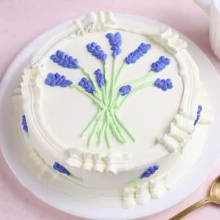 Front Angled View of Lavender Vanilla Cake Front Angled View of Lavender Vanilla Cake