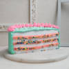 Front View of Layered Pink N Blue Half Cake