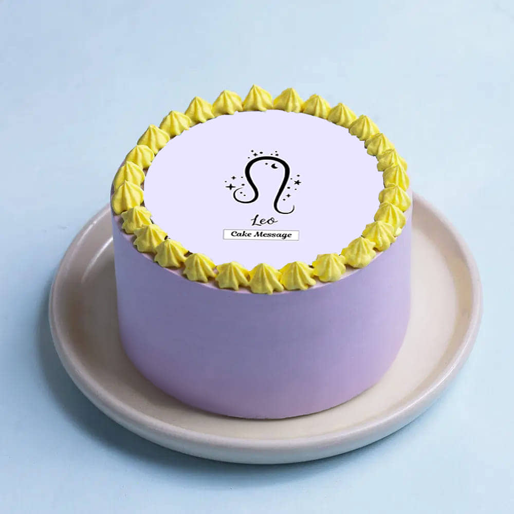 Front Angled View of Leo Zodiac Symbol Bento Cake