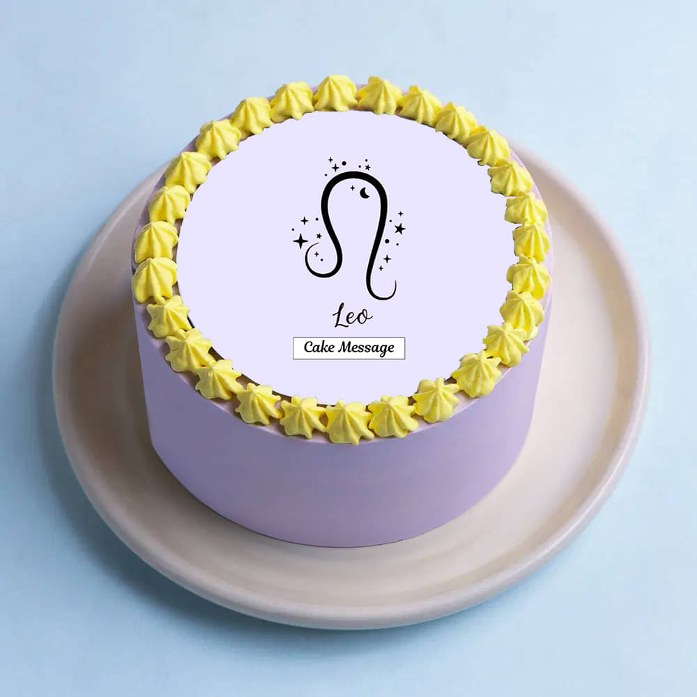 Front Angled View of Leo Zodiac Symbol Bento Cake