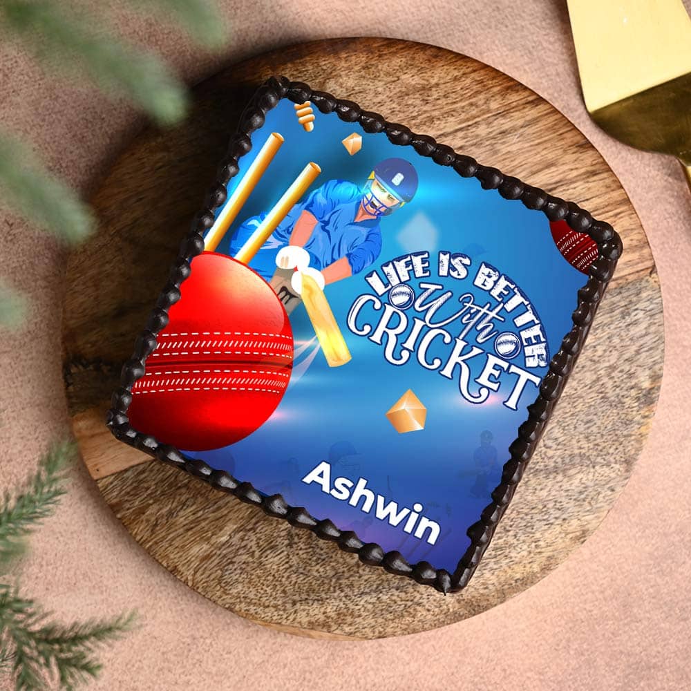 Life Is Better with Cricket Photo Cake