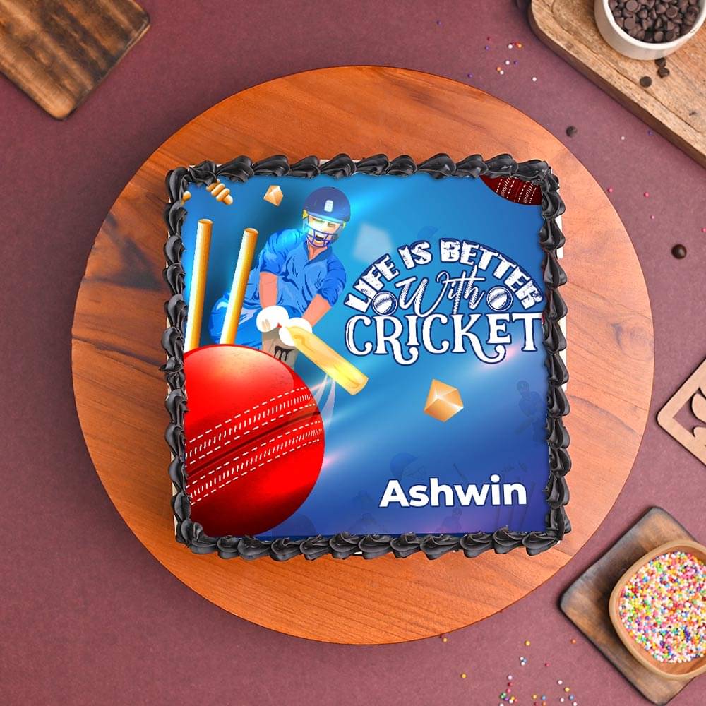 Life Is Better with Cricket Photo Cake