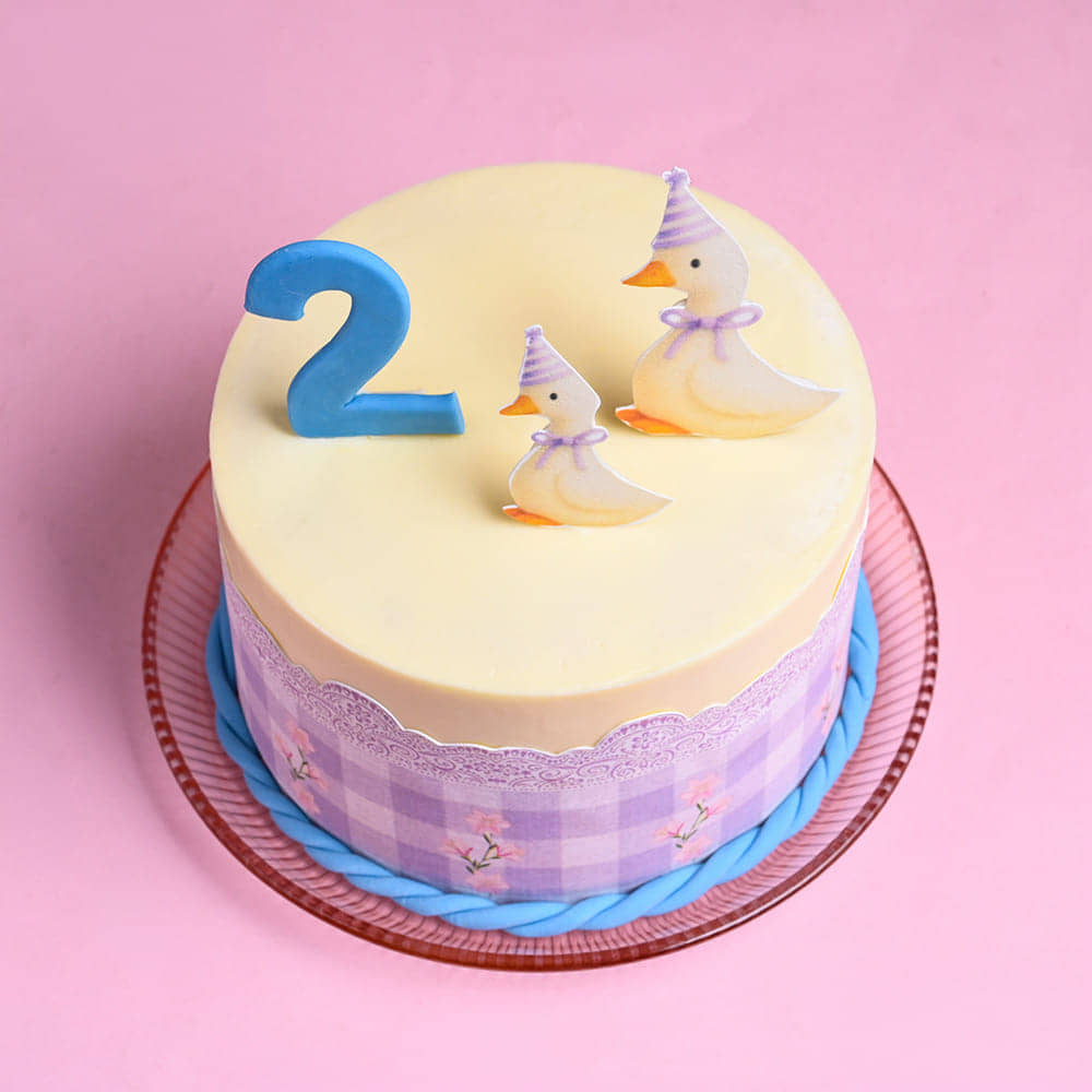 Lilac Gingham Duck Party Cake
