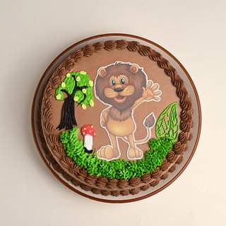 Top View of Lion Safari Theme Cake