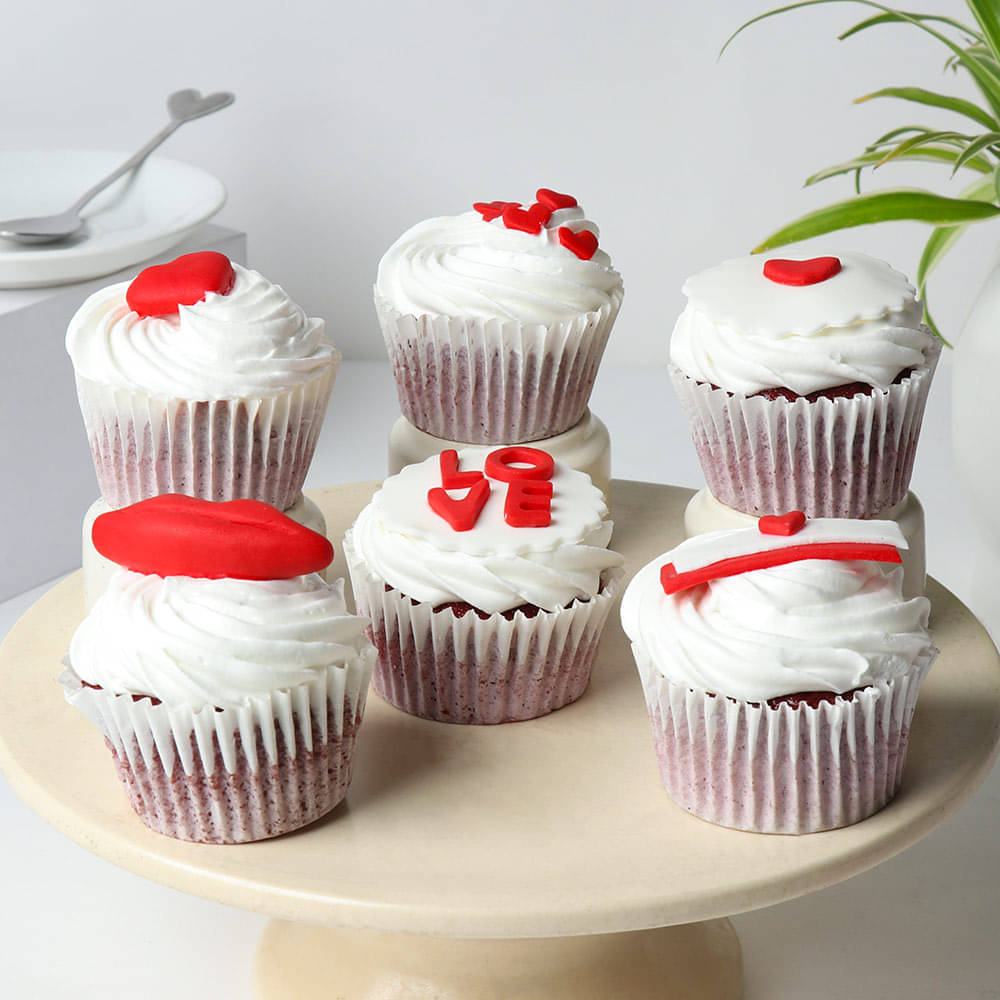 Side View of Valentines Day Love Cupcakes