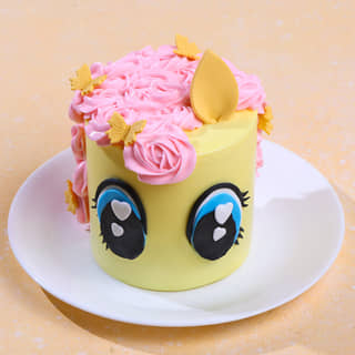 Front View of Little Pony Fluttershy Theme Cake