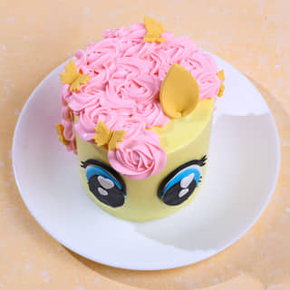 Top View of Little Pony Fluttershy Theme Cake