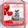 Top View of Square Shaped Photo Cake For Valentines Day