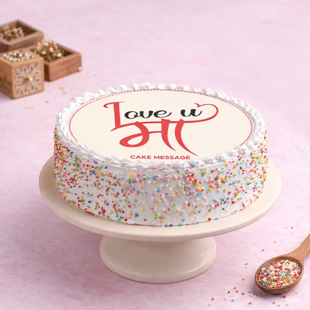 Side View of Love Infused Mothers Day Cake