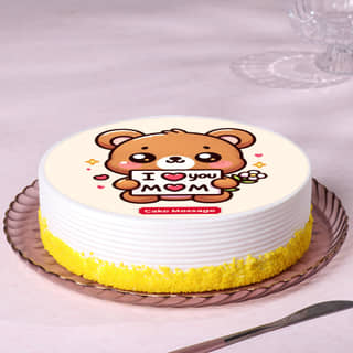 Side View of Love You Mom Teddy Cake