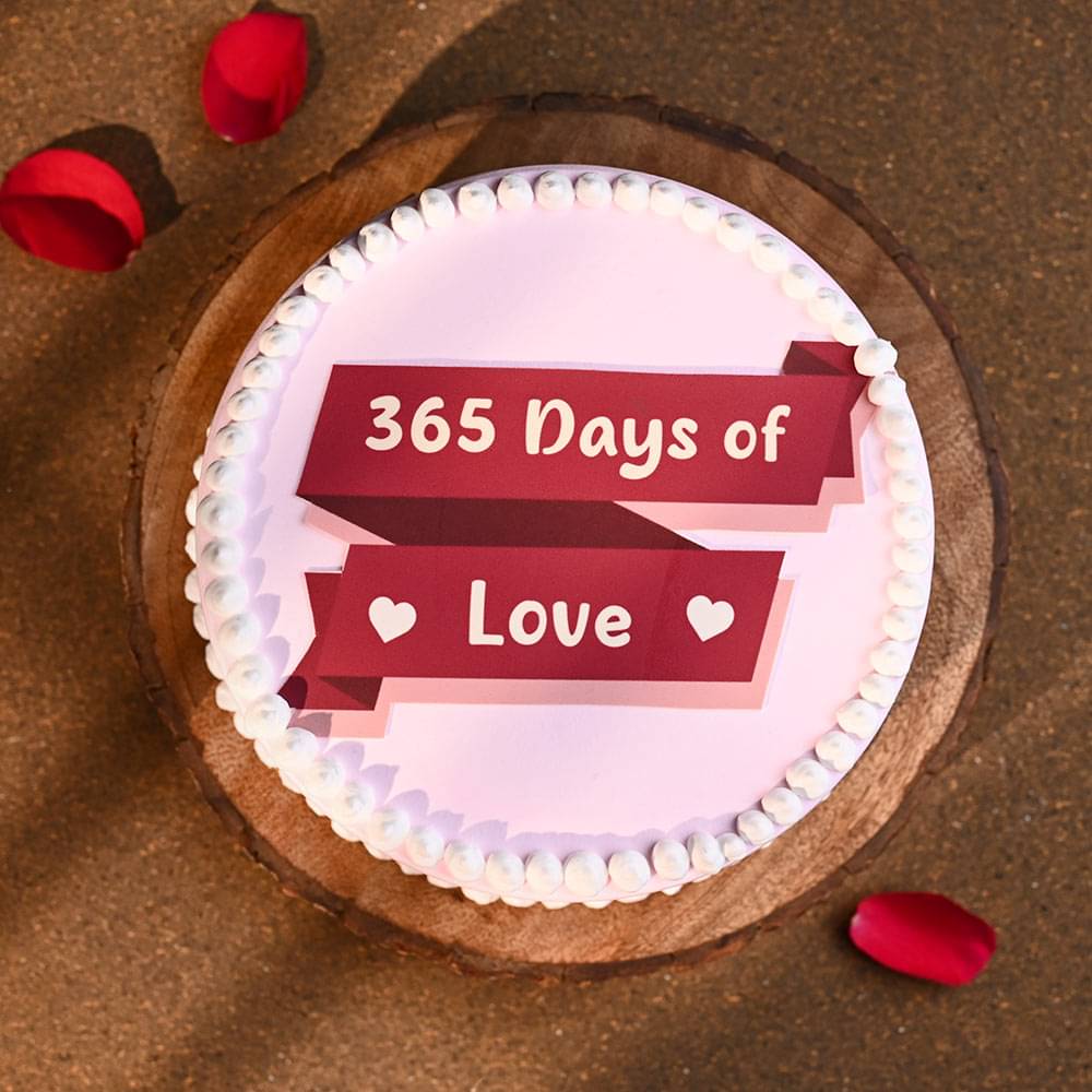 top View: 365 Days of Love Anniversary Cake