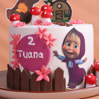 Side Zoomed View of Masha and the Bear Themed Brthday Cake