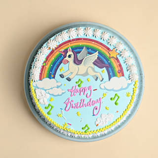 Top View of Magical Unicorn Theme Cake Top View of Magical Unicorn Theme Cake