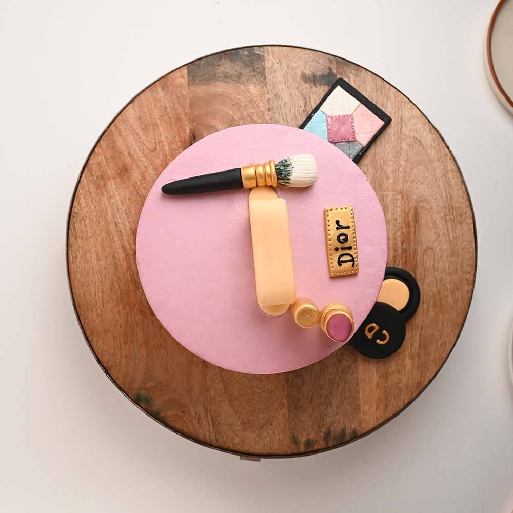Top View of Makeup Enthusiast Cake