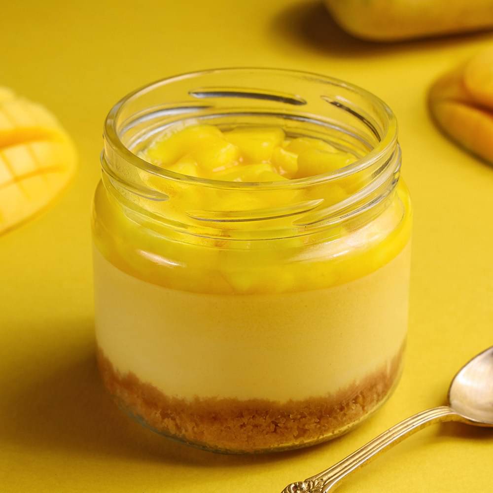 Side View of Mango Cheesecake Jar