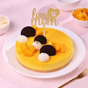 Mango Cheesecake With Love You Mom Topper