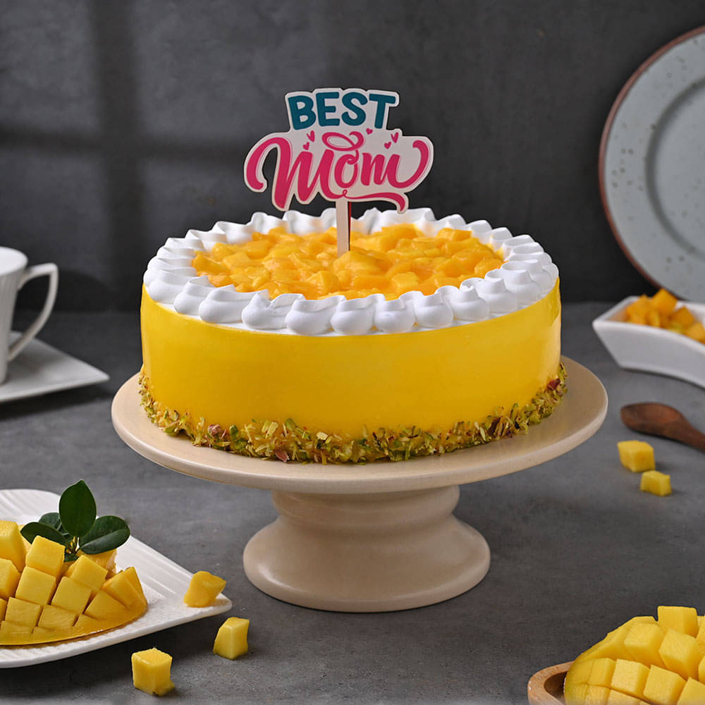 Mango Magic Mothers Day Cake Front View: Mothers Day Mango Cake Online