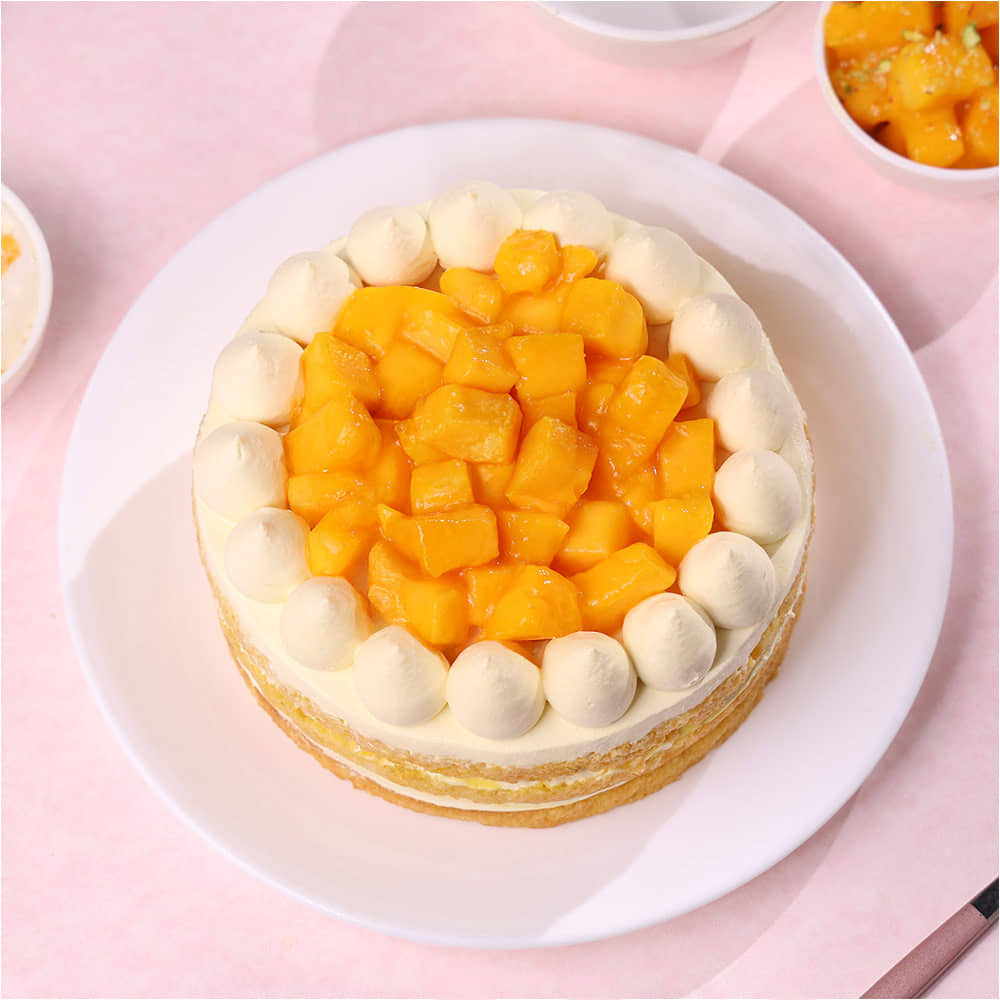 Top View of Naked Mango Cake