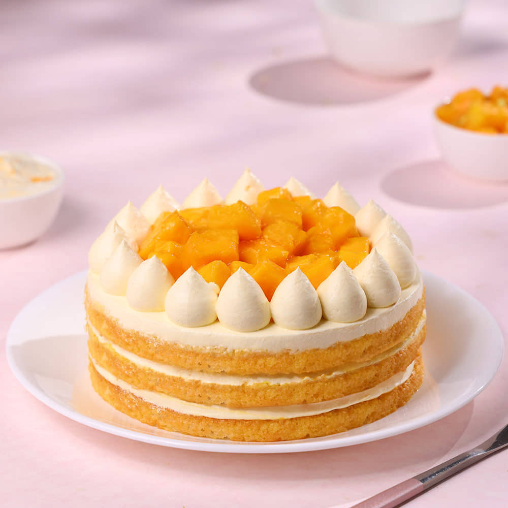 Front View of Naked Mango Cake