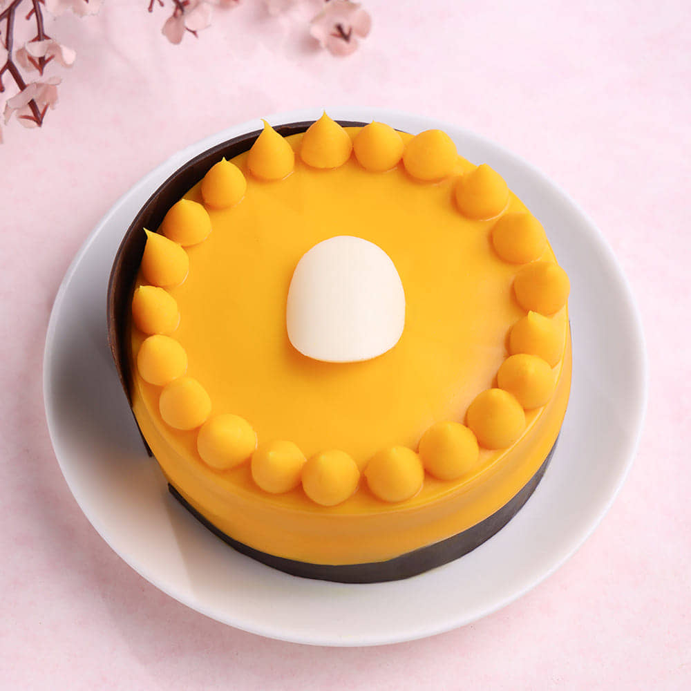 Side View of Mango Passion Fruit Bento Cake