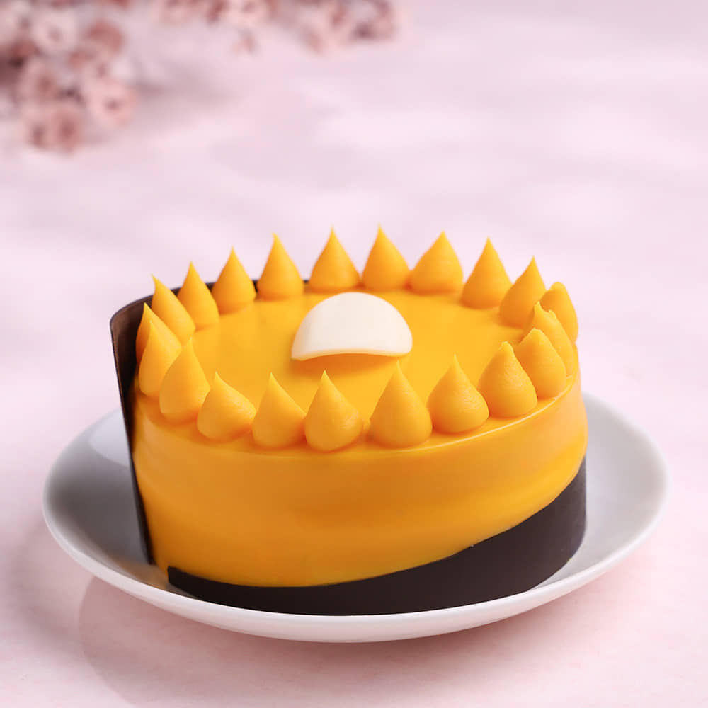 Side View of Mango Passion Fruit Bento Cake