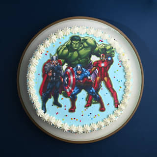 Top View of Marvel Avengers Theme Cake