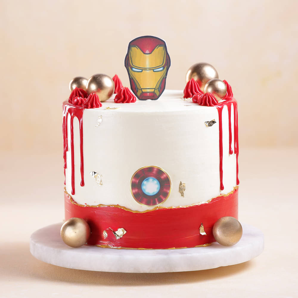 Marvel Iron Man Cake Front View of Marvel Iron Man Cake