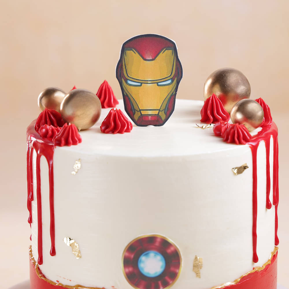 Marvel Iron Man Cake Zoomed In View of Marvel Iron Man Cake