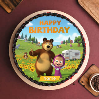 Front View of Masha and the Bear Cake for Birthday Front View of Masha and the Bear Cake for Birthday