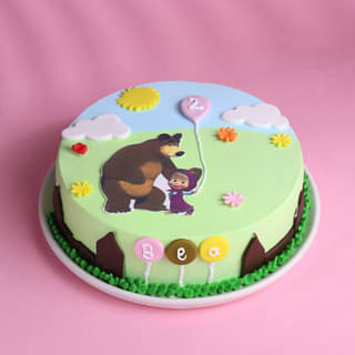 Masha N Bear Fun Park Theme Cake