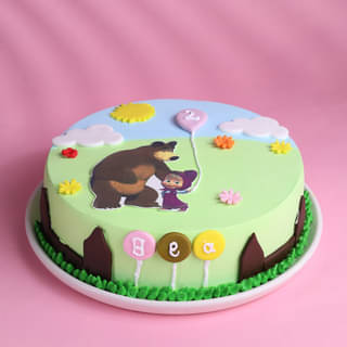 Masha N Bear Fun Park Theme Cake for 2nd Birthday