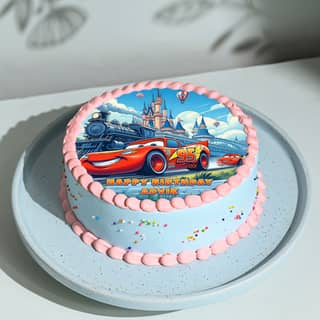 McQueen Car Birthday Photo Cake
