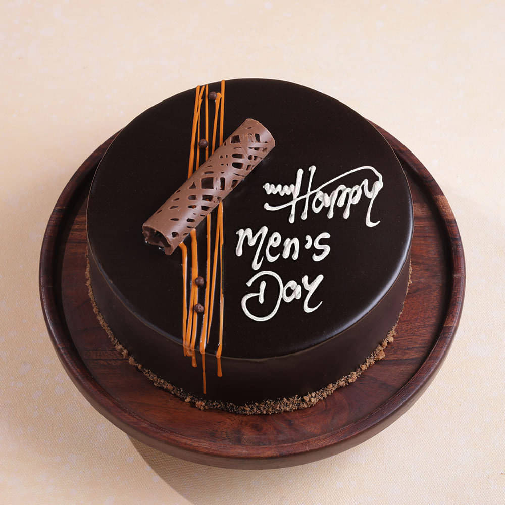 Men's Day Choco Truffle Cake Top view of Chocolate Cake for Mens Day