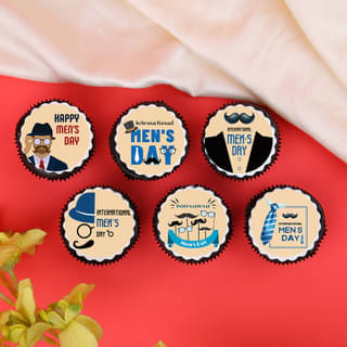Top View of Mens Day Theme Photo Cupcakes