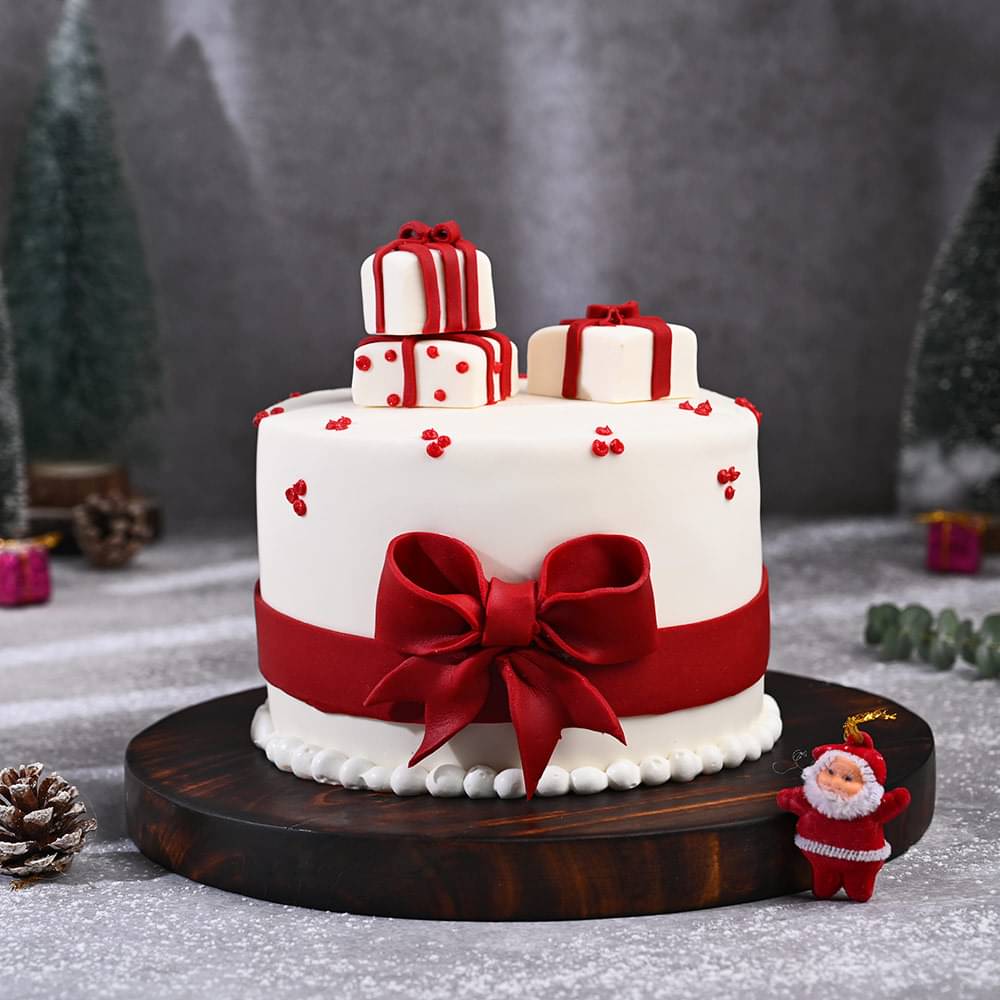 Merry Bow Xmas Cake