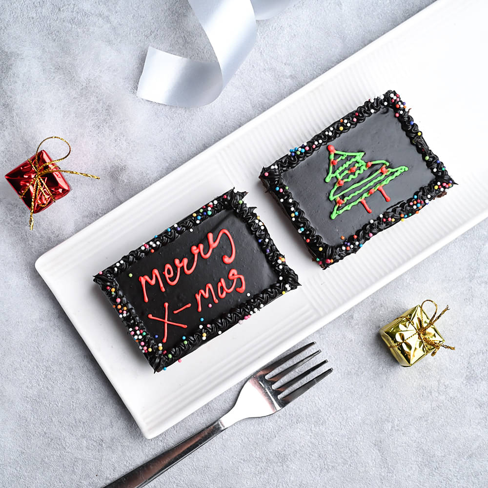 Merry Christmas Chocolate Brownies Set Of 2 Chocolicious Christmas Brownie Set