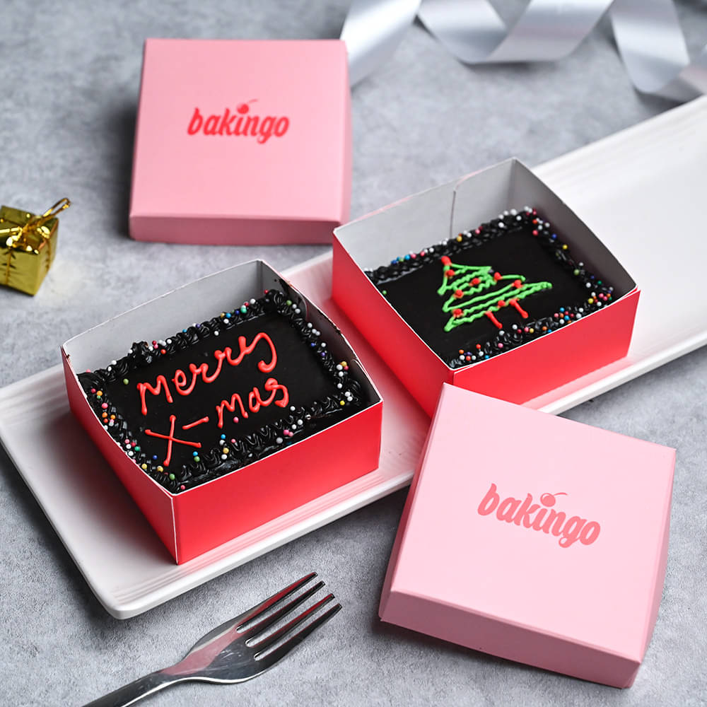 Merry Christmas Chocolate Brownies Set Of 2 Chocolicious Christmas Brownie Set